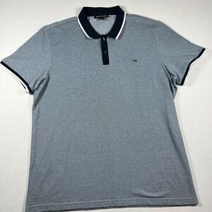 Michael Kors Blend Pique Blue Polo Short Sleeve Cotton Men Size XXL Classic Fit